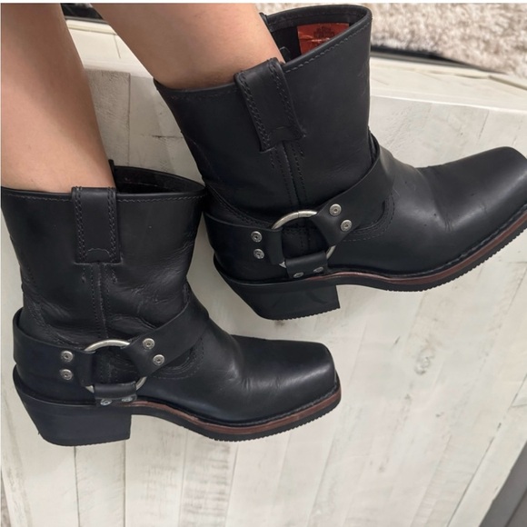 Harley-Davidson Shoes - Harley-Davidson Black Leather Harness Moto Boots